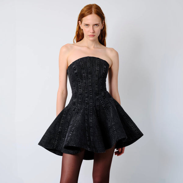 AKNVAS - The Lefa Dress in Black Denim