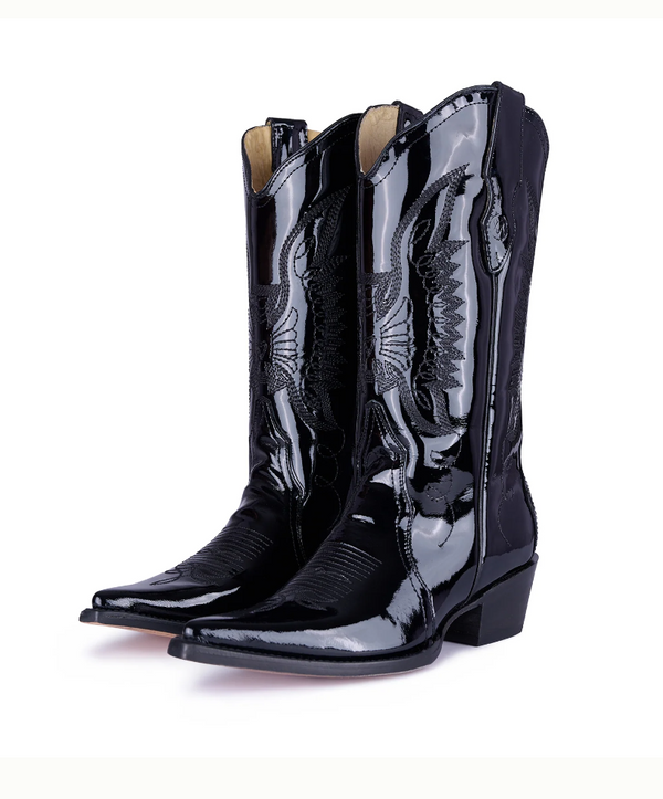 Jornada Boots Patent Black Leather – Montserrat Messeguer