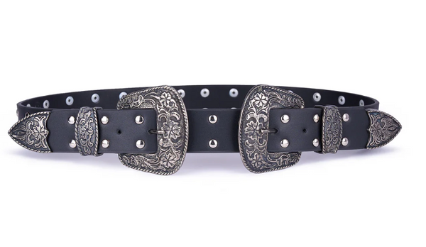 Double - Buckle Leather Belt with Studs – Montserrat Messeguer