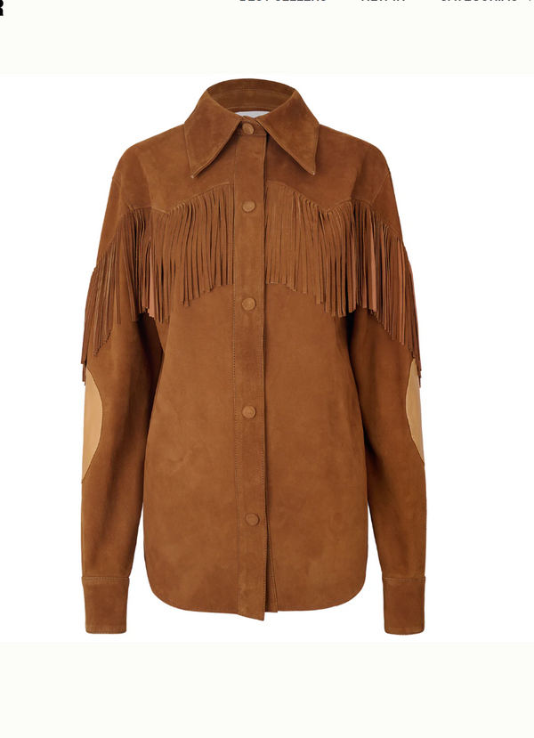 Classic Honey Suade Shirt with Fringes – Montserrat Messeguer