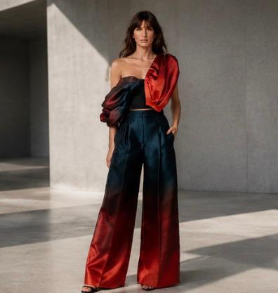 Sandra Weil red ombre silk look